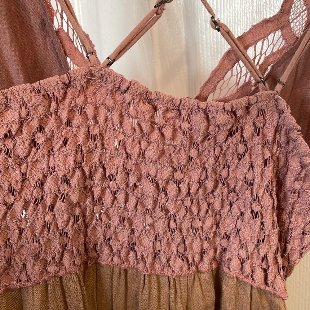 FREE PEOPLE ADELL TWO-TONED SLIP DRESS ROSE SIZE XS - Picture 7 of 12